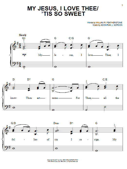 Bart Millard My Jesus, I Love Thee Sheet Music Notes & Chords for Easy Piano - Download or Print PDF