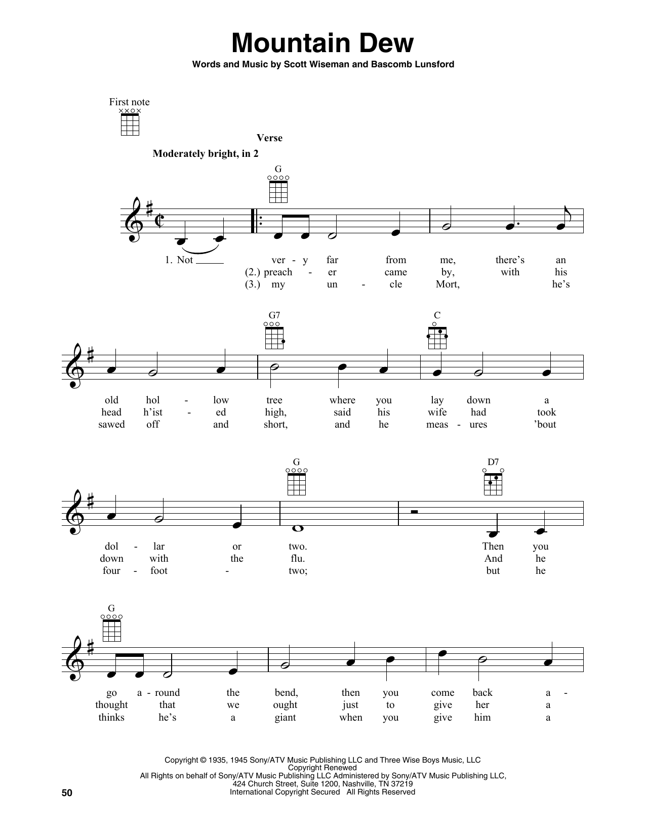 Bascom Lunsford Mountain Dew Sheet Music Notes & Chords for Banjo Tab - Download or Print PDF