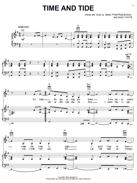 Preview Basia Time And Tide Pop sheet music, notes and chords for Piano, Vocal & Guitar (Right-Hand Melody), SKU: 18335 Time And Tide sheet music