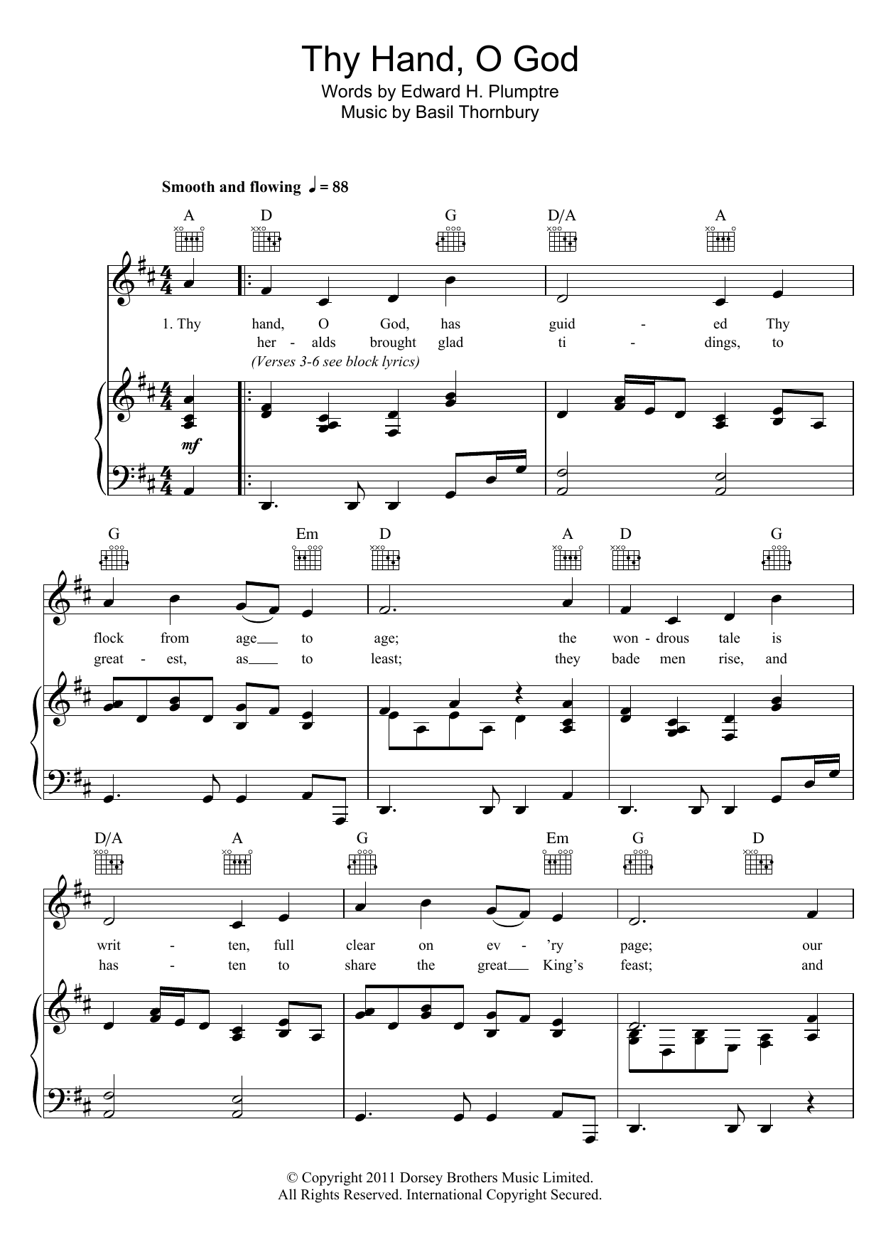 Basil Thornbury Thy Hand, O God Sheet Music Notes & Chords for Piano, Vocal & Guitar (Right-Hand Melody) - Download or Print PDF