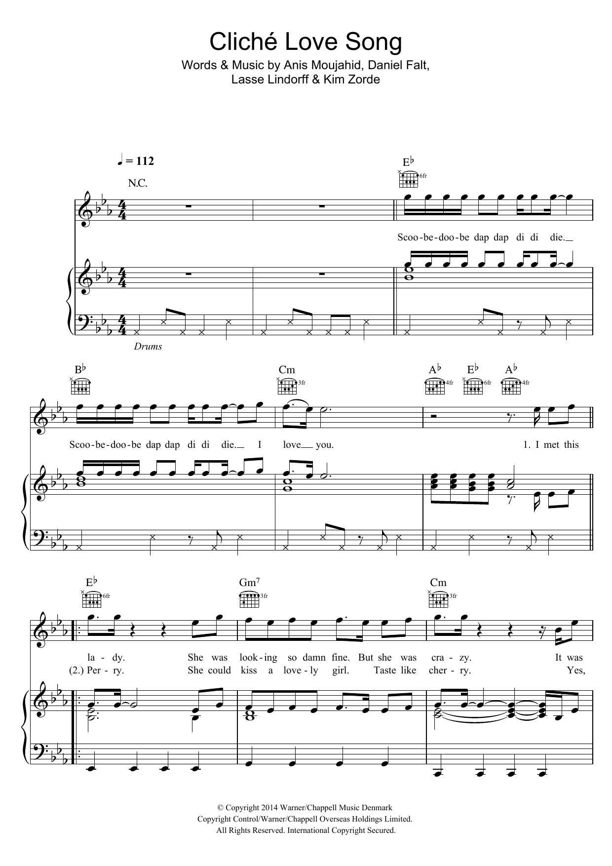 Basim Cliche Love Song Sheet Music Notes & Chords for Piano, Vocal & Guitar (Right-Hand Melody) - Download or Print PDF