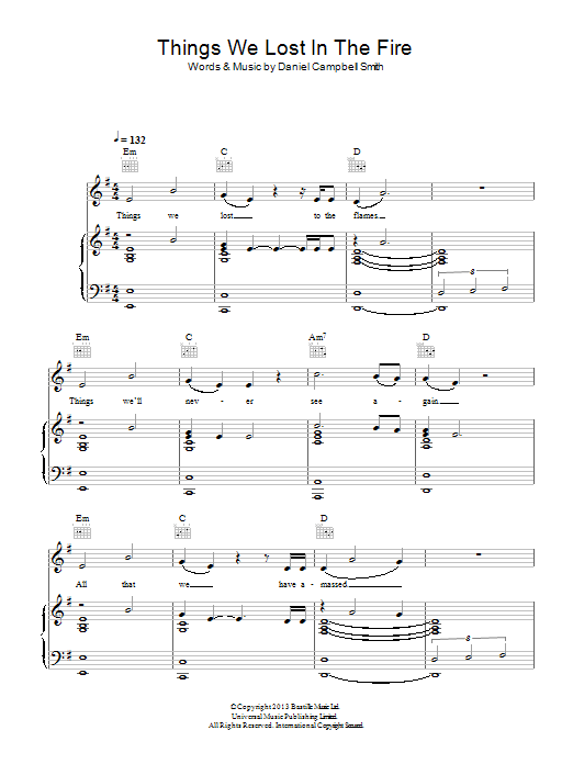 Bastille Things We Lost In The Fire Sheet Music Notes & Chords for Keyboard - Download or Print PDF