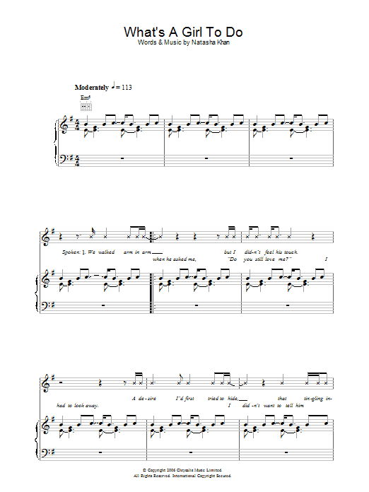 Bat For Lashes What's A Girl To Do Sheet Music Notes & Chords for Piano, Vocal & Guitar - Download or Print PDF
