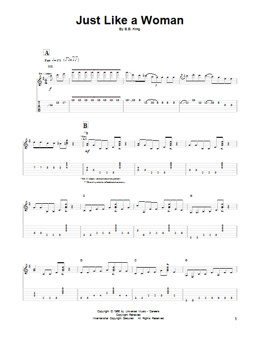 B B King Just Like A Woman Sheet Music Download Pdf Score 72062