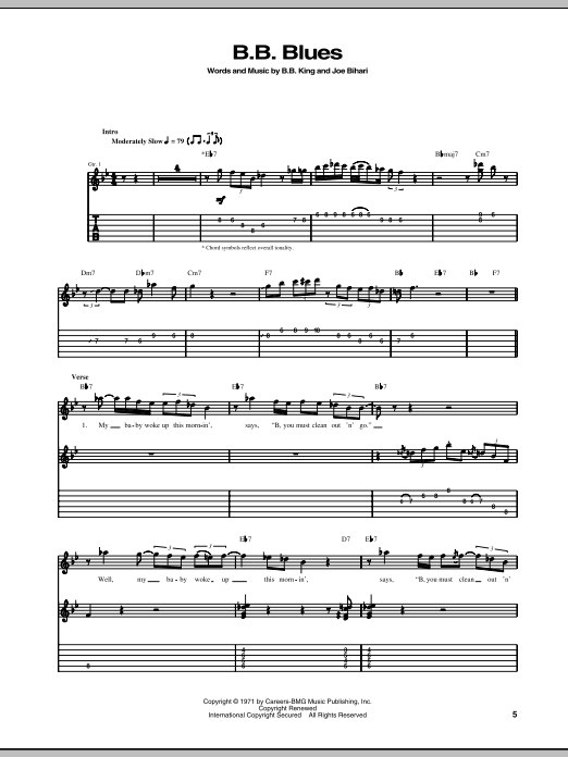 B.B. King B.B. Blues Sheet Music Notes & Chords for Guitar Tab - Download or Print PDF