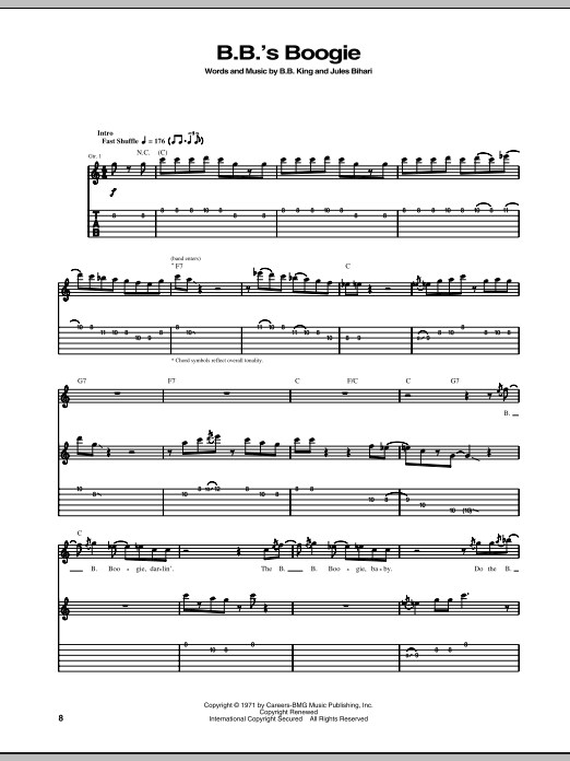 B.B. King B.B.'s Boogie Sheet Music Notes & Chords for Guitar Tab - Download or Print PDF