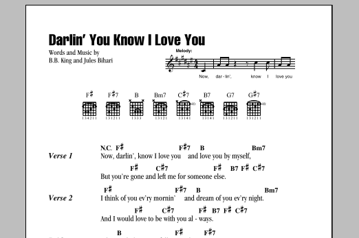 B.B. King Darlin' You Know I Love You Sheet Music Notes & Chords for Lyrics & Chords - Download or Print PDF