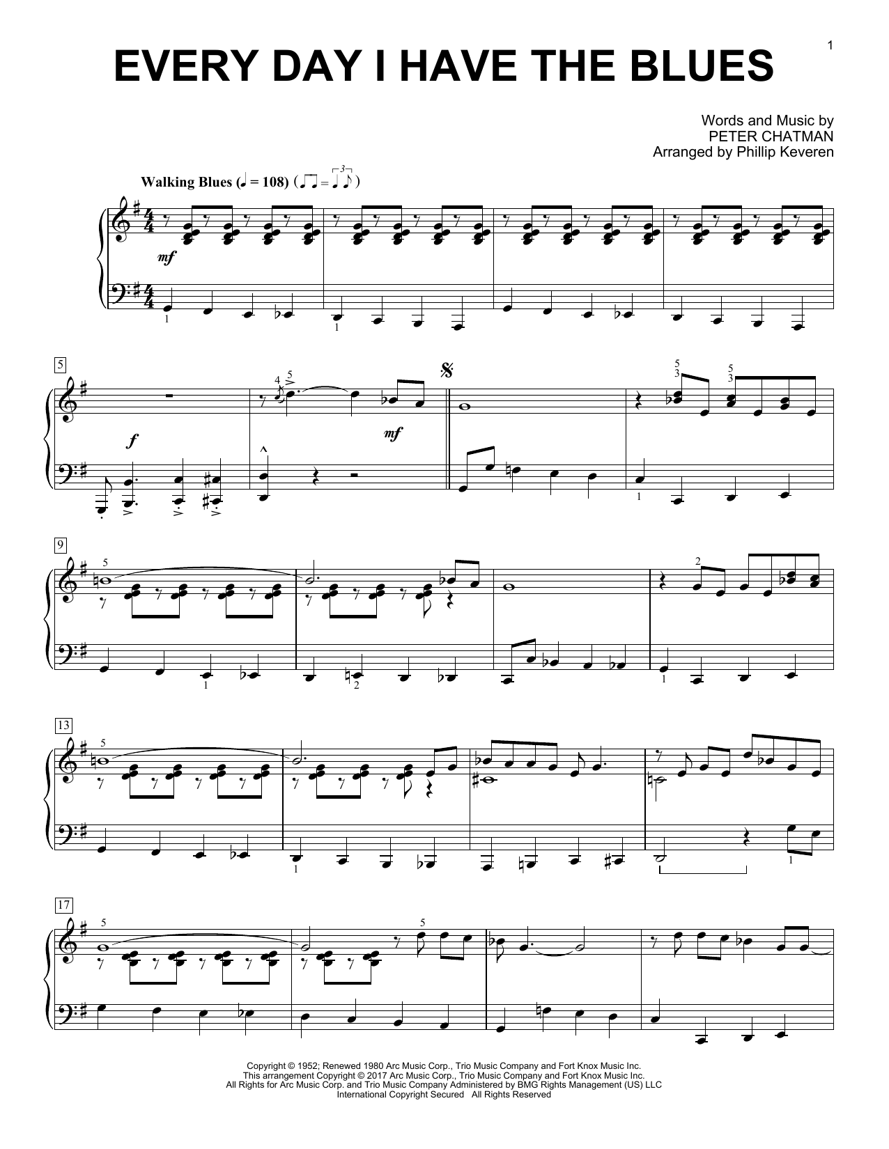 Phillip Keveren Every Day I Have The Blues Sheet Music Notes & Chords for Piano Solo - Download or Print PDF