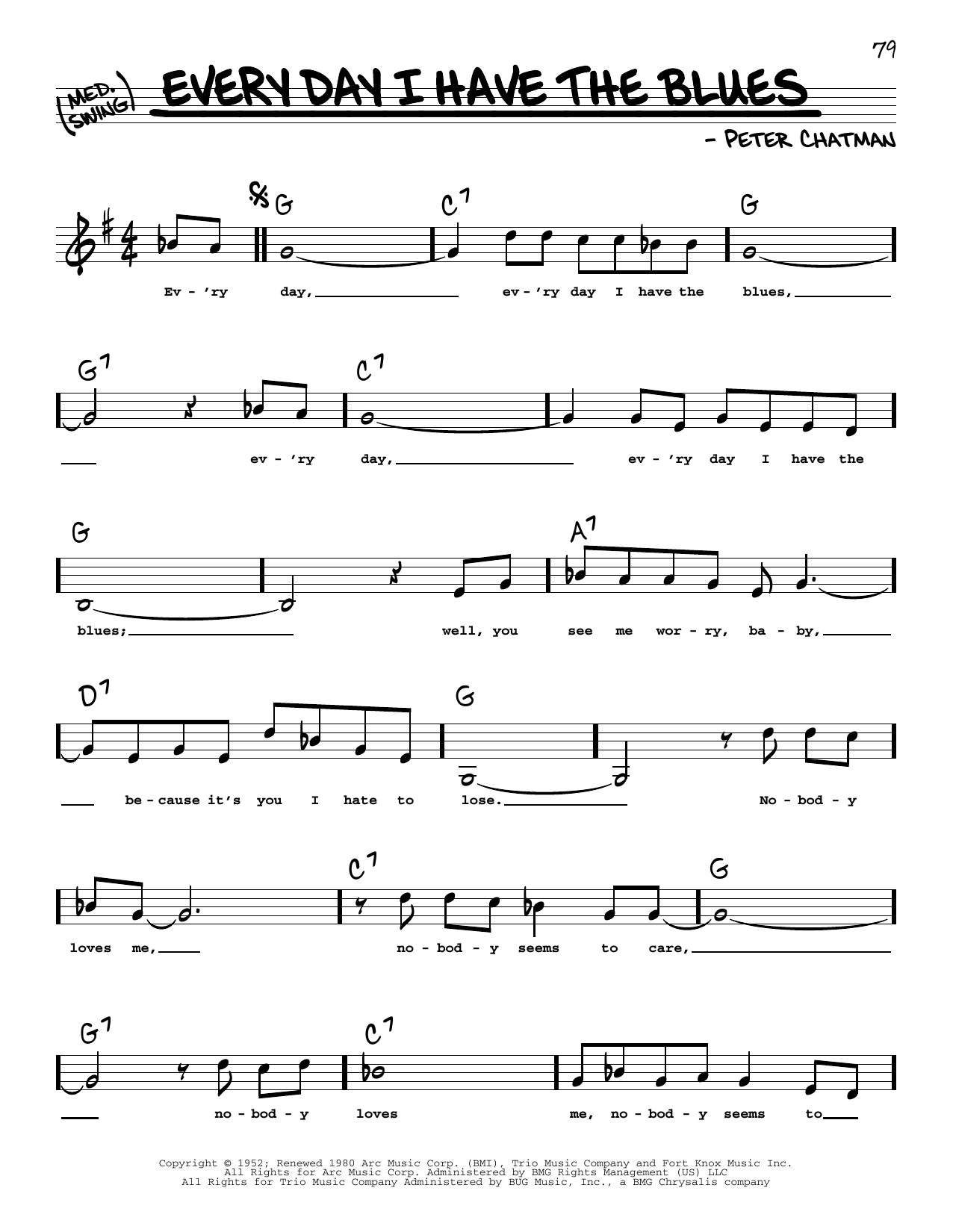 B.B. King Every Day I Have The Blues (Low Voice) Sheet Music Notes & Chords for Real Book – Melody, Lyrics & Chords - Download or Print PDF B.B. King Every Day I Have The Blues (Low Voice) Sheet Music Notes & Chords for Real Book – Melody, Lyrics & Chords - Download or Print PDF