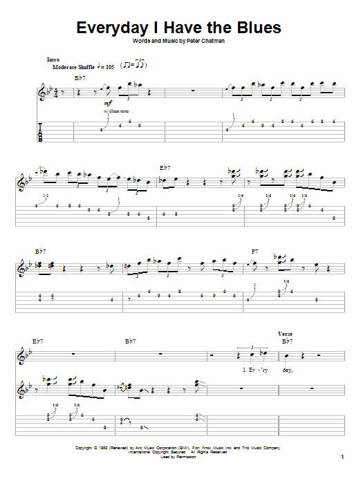 B.B. King Everyday I Have The Blues Sheet Music Notes & Chords for Guitar Tab Play-Along - Download or Print PDF B.B. King Everyday I Have The Blues Sheet Music Notes & Chords for Guitar Tab Play-Along - Download or Print PDF