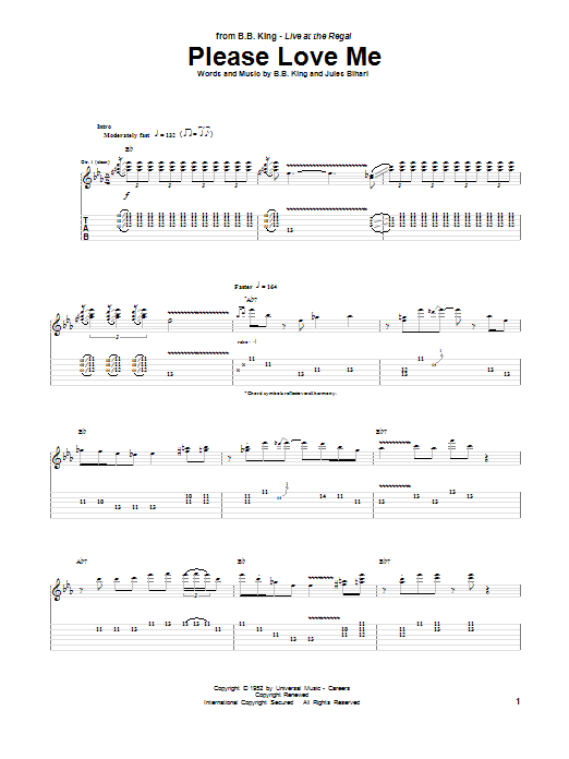 B.B. King Please Love Me Sheet Music Notes & Chords for Guitar Tab - Download or Print PDF B.B. King Please Love Me Sheet Music Notes & Chords for Guitar Tab - Download or Print PDF