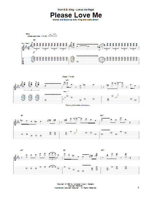 B.B. King Please Love Me Sheet Music Notes & Chords for Guitar Tab - Download or Print PDF