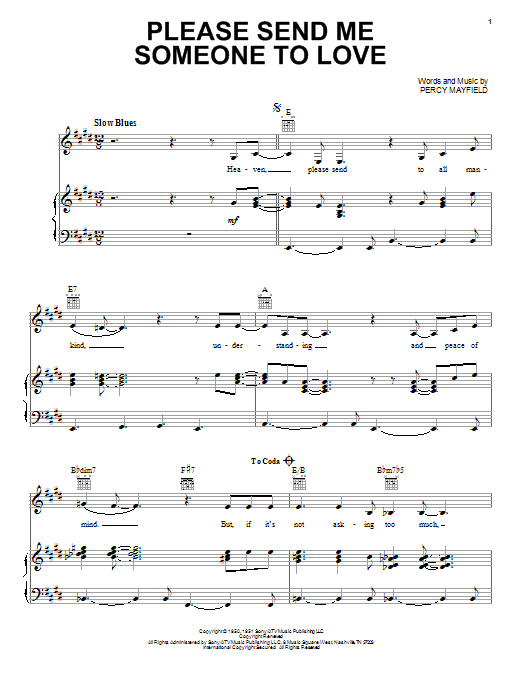 B.B. King Please Send Me Someone To Love Sheet Music Notes & Chords for Piano, Vocal & Guitar (Right-Hand Melody) - Download or Print PDF B.B. King Please Send Me Someone To Love Sheet Music Notes & Chords for Piano, Vocal & Guitar (Right-Hand Melody) - Download or Print PDF