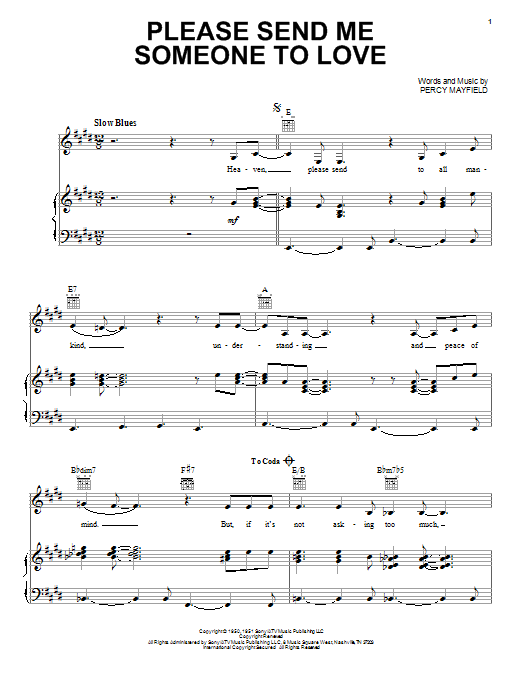 B.B. King Please Send Me Someone To Love Sheet Music Notes & Chords for Piano, Vocal & Guitar (Right-Hand Melody) - Download or Print PDF