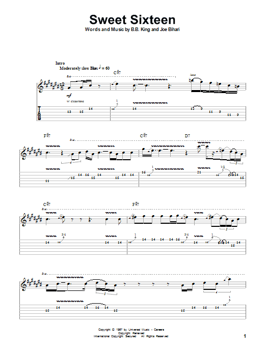 B.B. King Sweet Sixteen Sheet Music Notes & Chords for Real Book – Melody, Lyrics & Chords - Download or Print PDF B.B. King Sweet Sixteen Sheet Music Notes & Chords for Real Book – Melody, Lyrics & Chords - Download or Print PDF