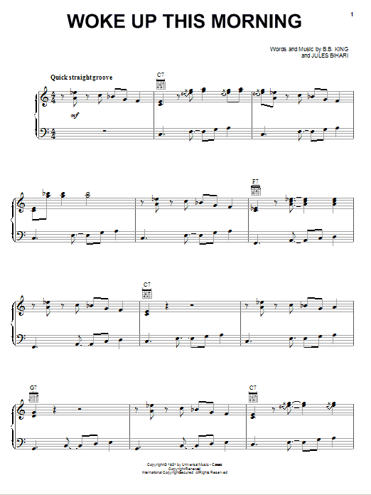 B.B. King Woke Up This Morning Sheet Music Notes & Chords for Real Book – Melody, Lyrics & Chords - Download or Print PDF B.B. King Woke Up This Morning Sheet Music Notes & Chords for Real Book – Melody, Lyrics & Chords - Download or Print PDF