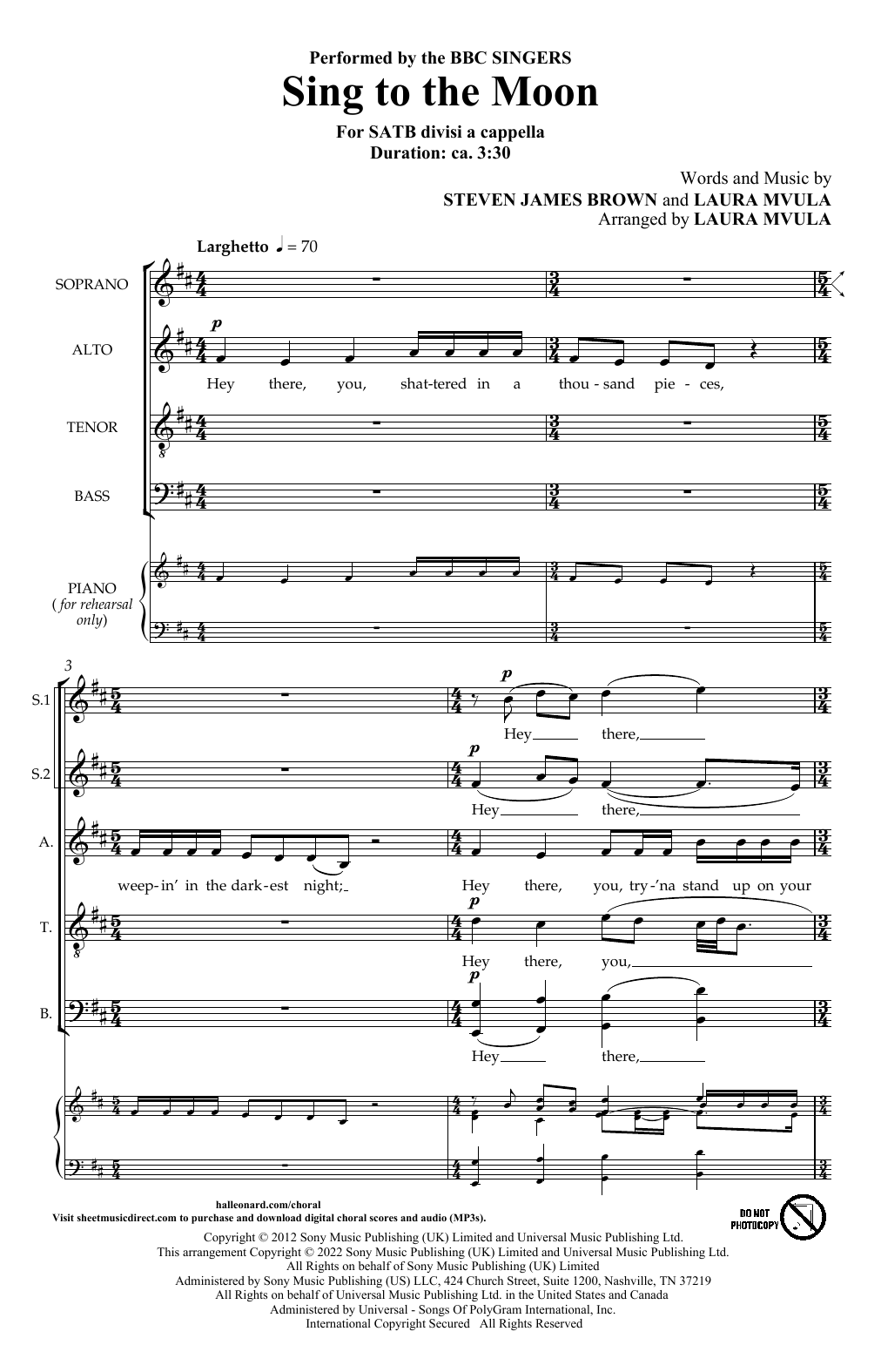 BBC Singers Sing To The Moon (arr. Laura Mvula) Sheet Music Notes & Chords for Choir - Download or Print PDF