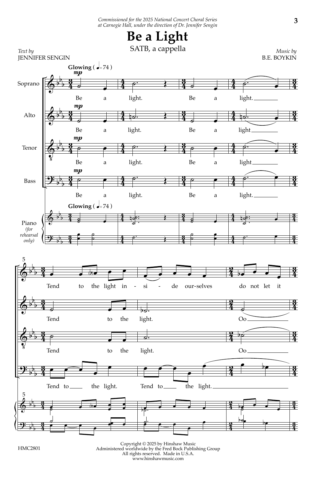 B.E. Boykin Be A Light Sheet Music Notes & Chords for SATB Choir - Download or Print PDF