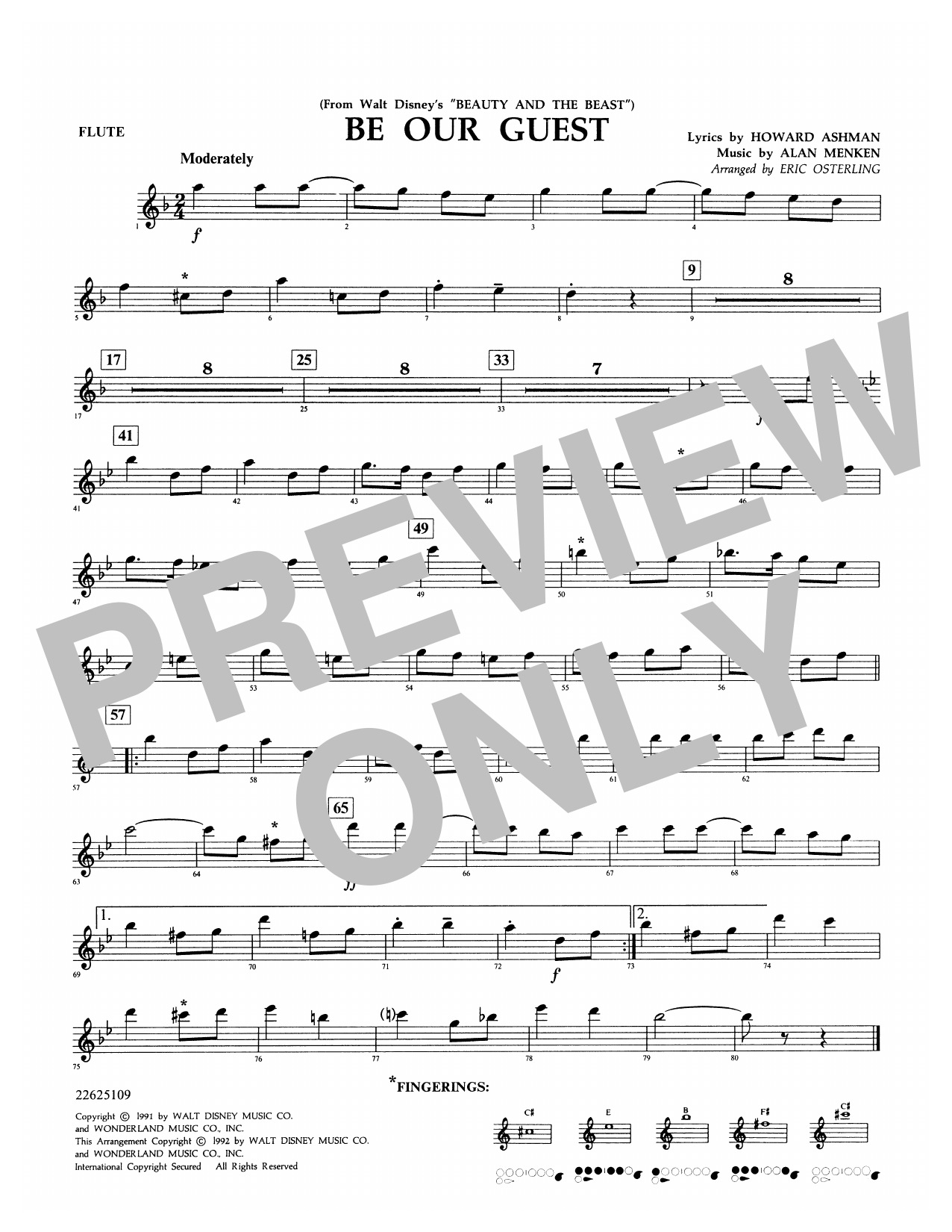 Alan Menken Be Our Guest From Beauty And The Beast Arr Eric Osterling Flute Sheet Music Download Pdf Score