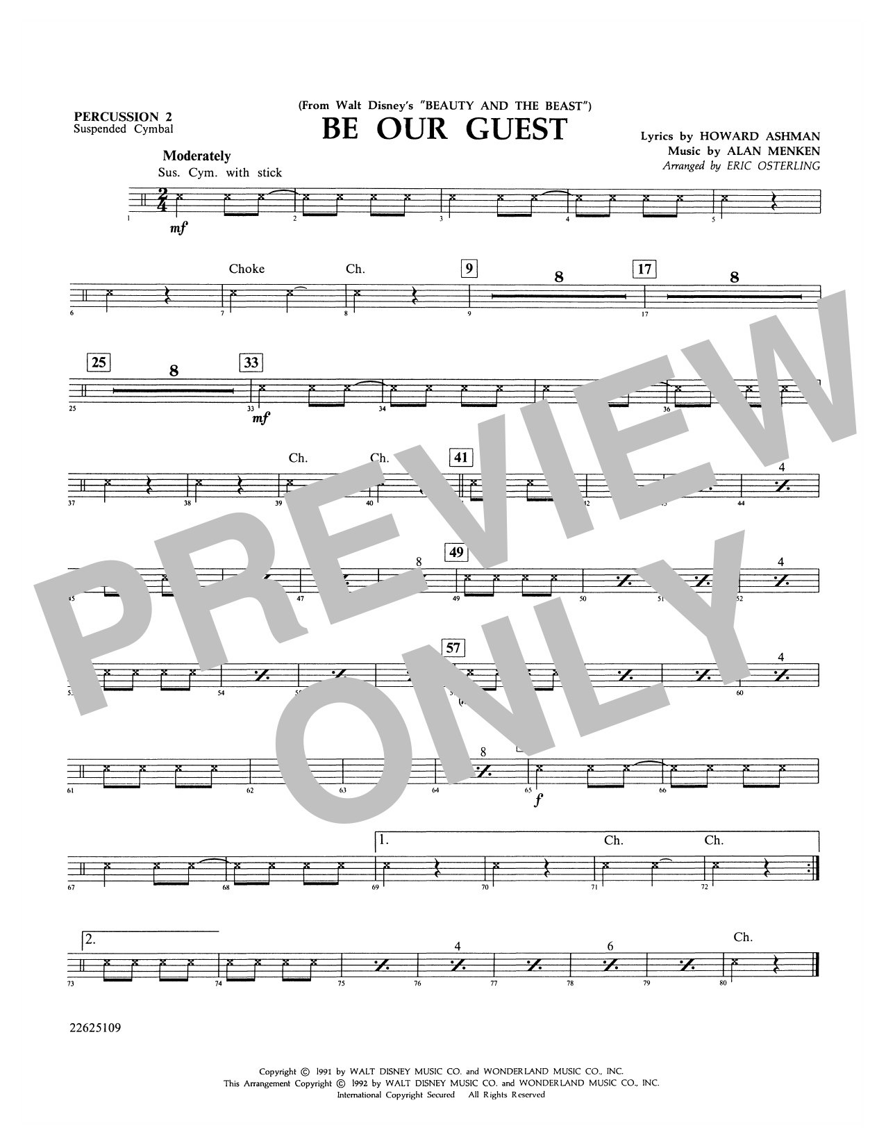 Alan Menken Be Our Guest From Beauty And The Beast Arr Eric Osterling Percussion 2 Sheet Music Download Pdf Score
