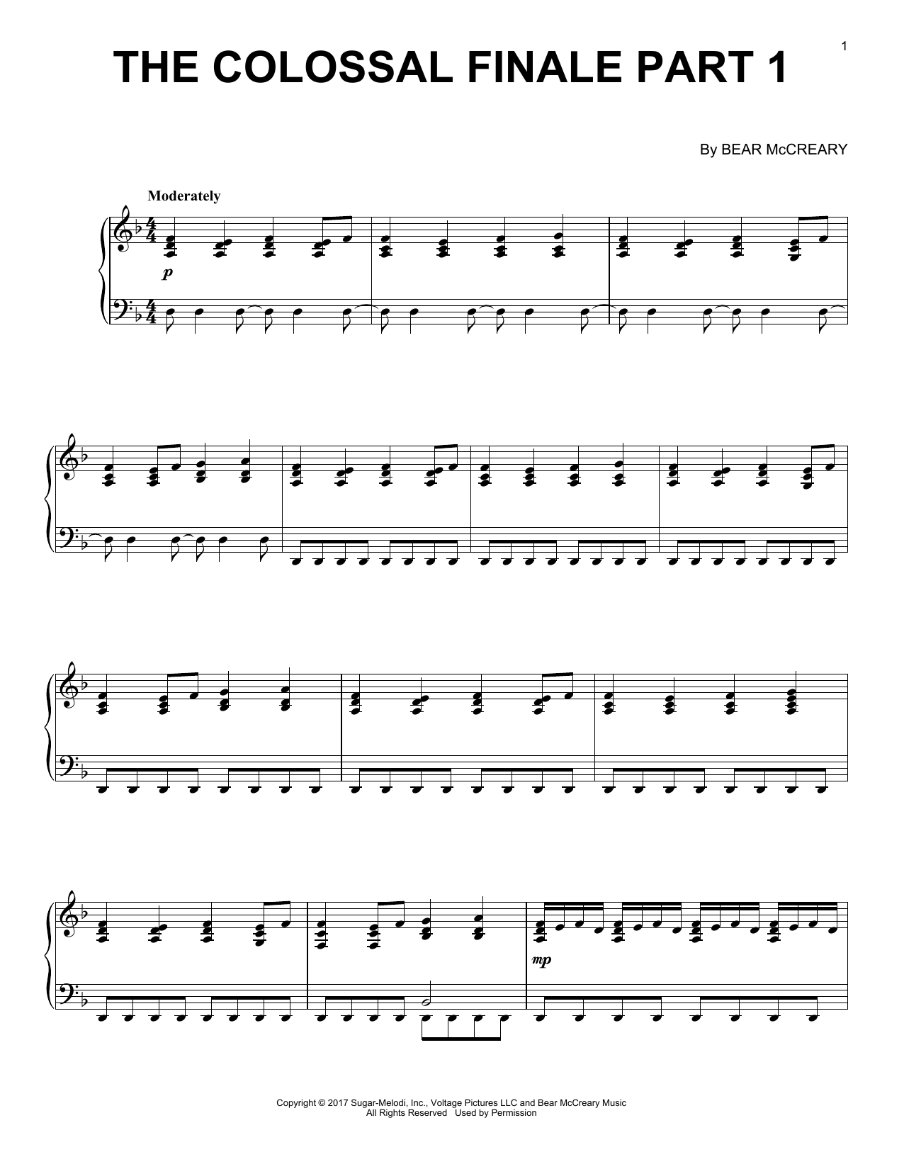 Bear McCreary Colossal (Finale) Sheet Music Notes & Chords for Piano Solo - Download or Print PDF