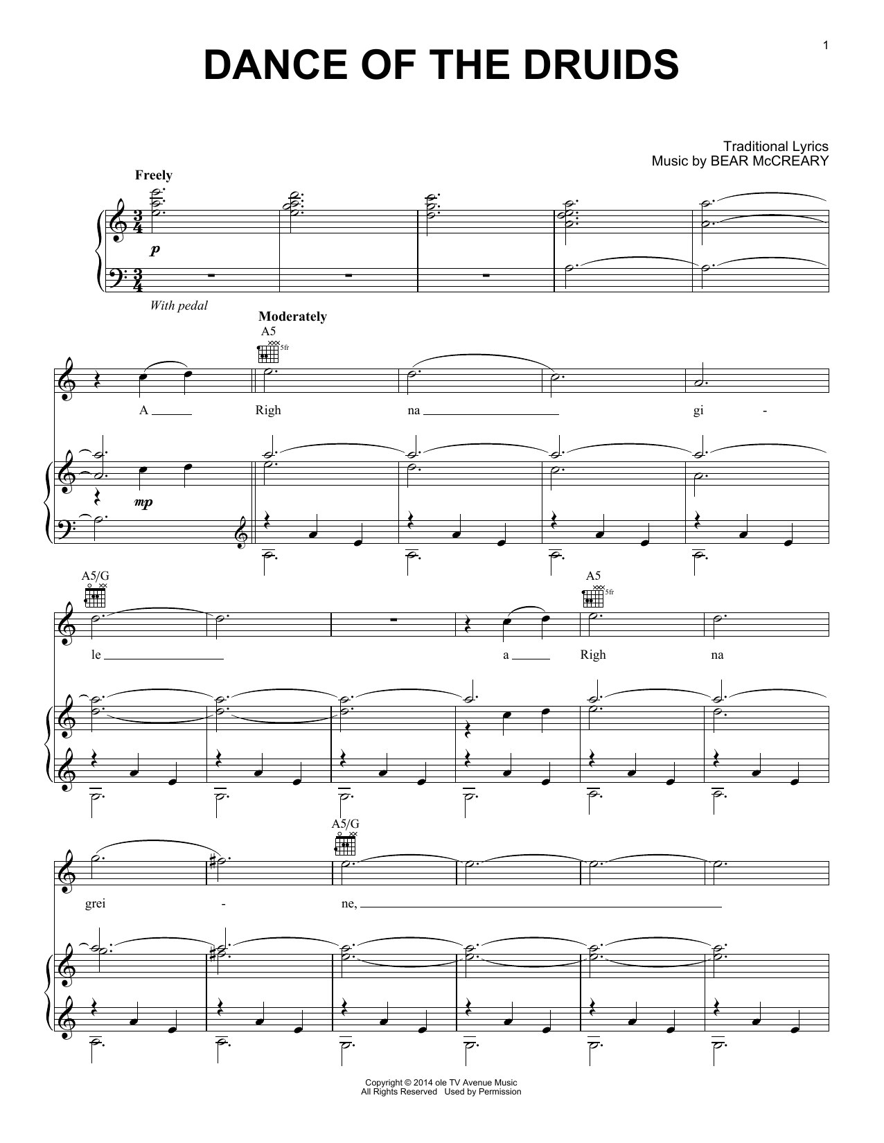 Bear McCreary Dance Of The Druids (from Outlander) Sheet Music Notes & Chords for Piano Solo - Download or Print PDF