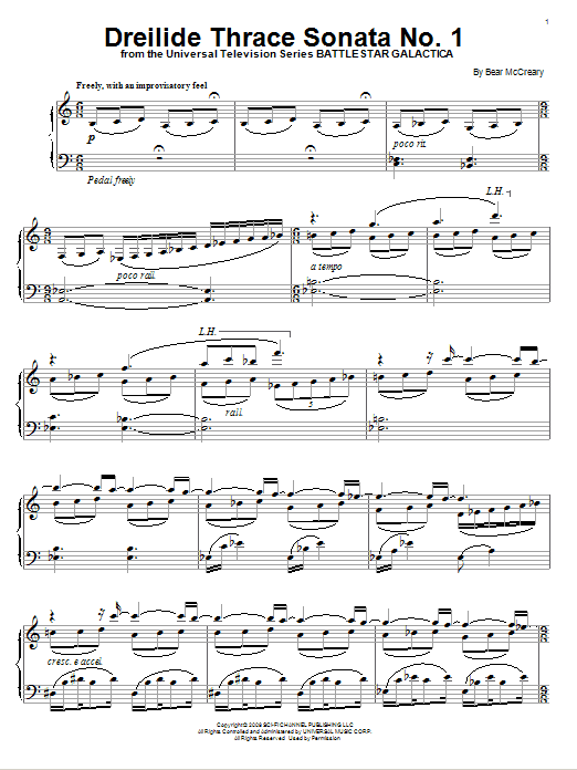 Bear McCreary Dreilide Thrace Sonata No. 1 Sheet Music Notes & Chords for Piano - Download or Print PDF
