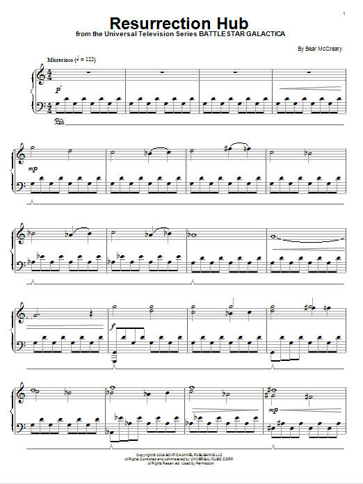 Bear McCreary Resurrection Hub Sheet Music Notes & Chords for Piano - Download or Print PDF
