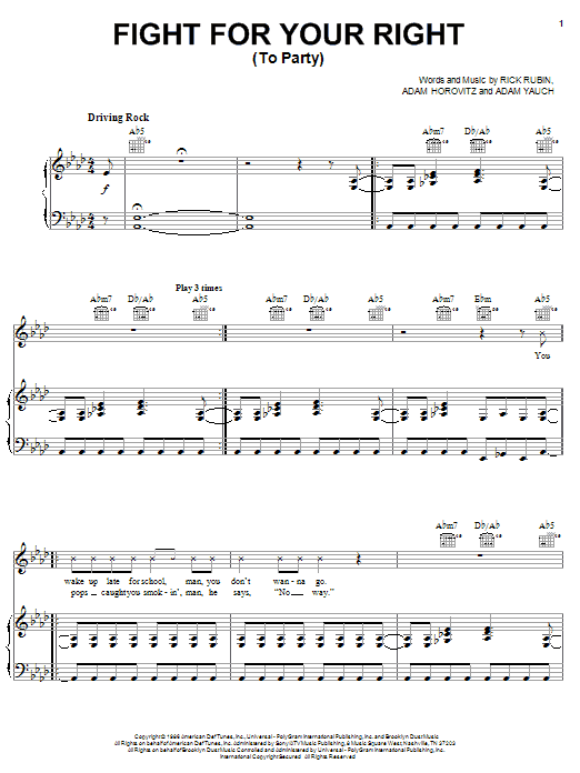 Fight For Your Right (To Party) sheet music