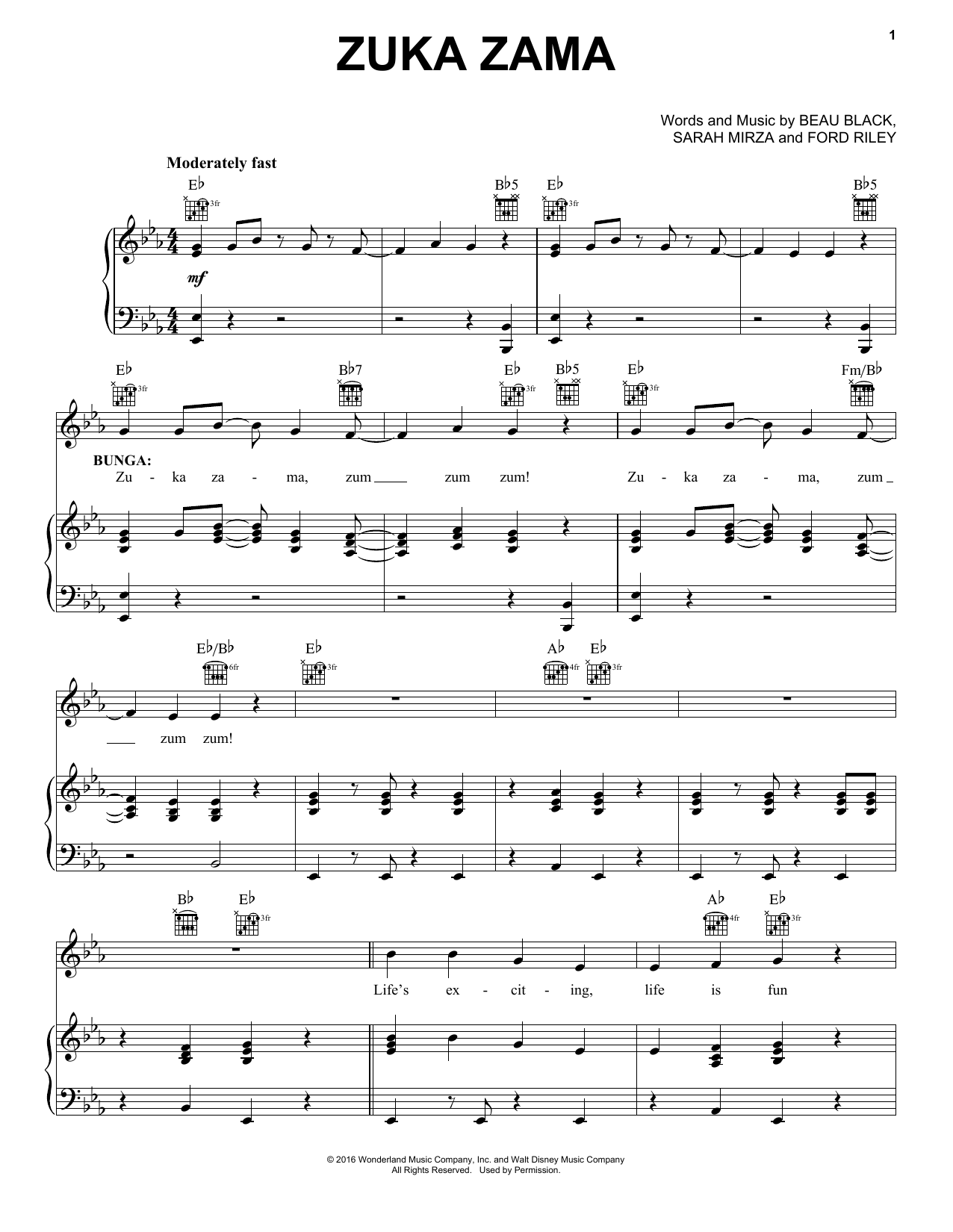 Beau Black Zuka Zama Sheet Music Notes & Chords for Piano, Vocal & Guitar (Right-Hand Melody) - Download or Print PDF