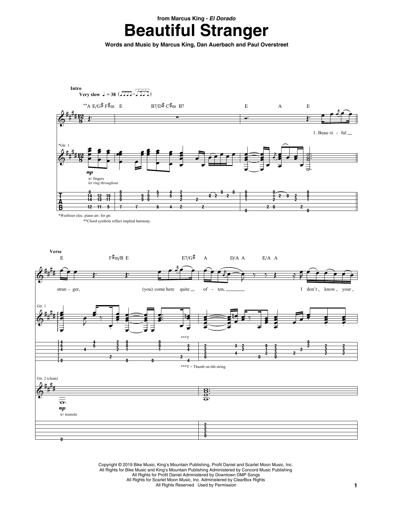 Preview Marcus King Beautiful Stranger Blues sheet music, notes and chords for Guitar Tab, SKU: 446111 sheet music, piano notes, chords, guitar tabs, score, transpose, transcribe, how to play, guide, download, learn, tutorial, progression, song, artist, awards, billboard, mtv, vh1, tour, single, album, release