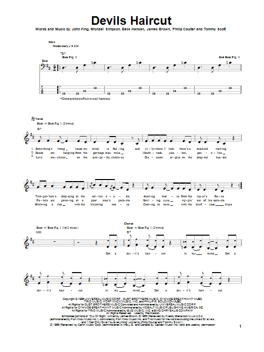 Beck Devils Haircut Sheet Music Notes & Chords for Bass Guitar Tab - Download or Print PDF