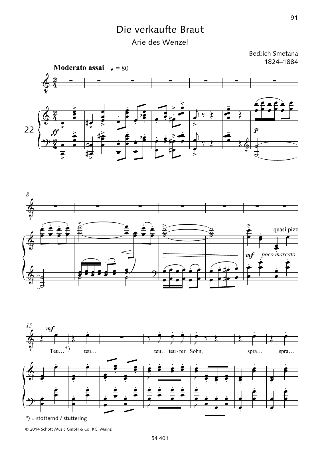 Bedrich Smetana Teu... teu... teu... teurer Sohn Sheet Music Notes & Chords for Piano & Vocal - Download or Print PDF