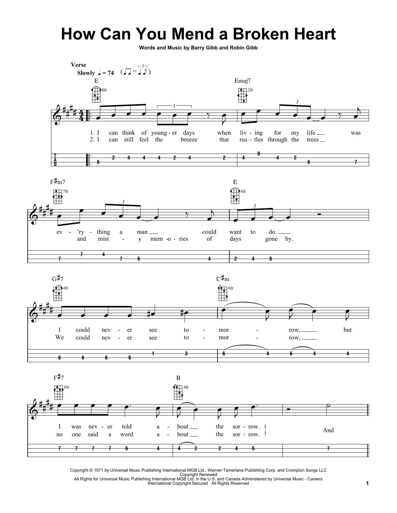 Bee Gees How Can You Mend A Broken Heart (arr. Bobby Westfall) Sheet Music Notes & Chords for Mandolin - Download or Print PDF