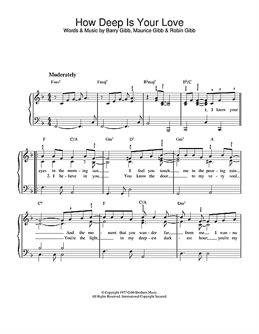 How Deep Is Your Love sheet music