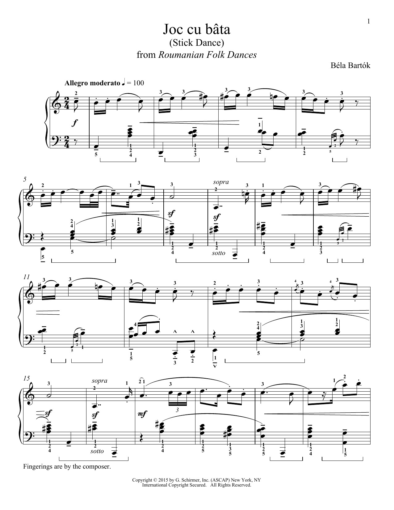 Béla Bartók Joc cu bata Sheet Music Notes & Chords for Piano - Download or Print PDF