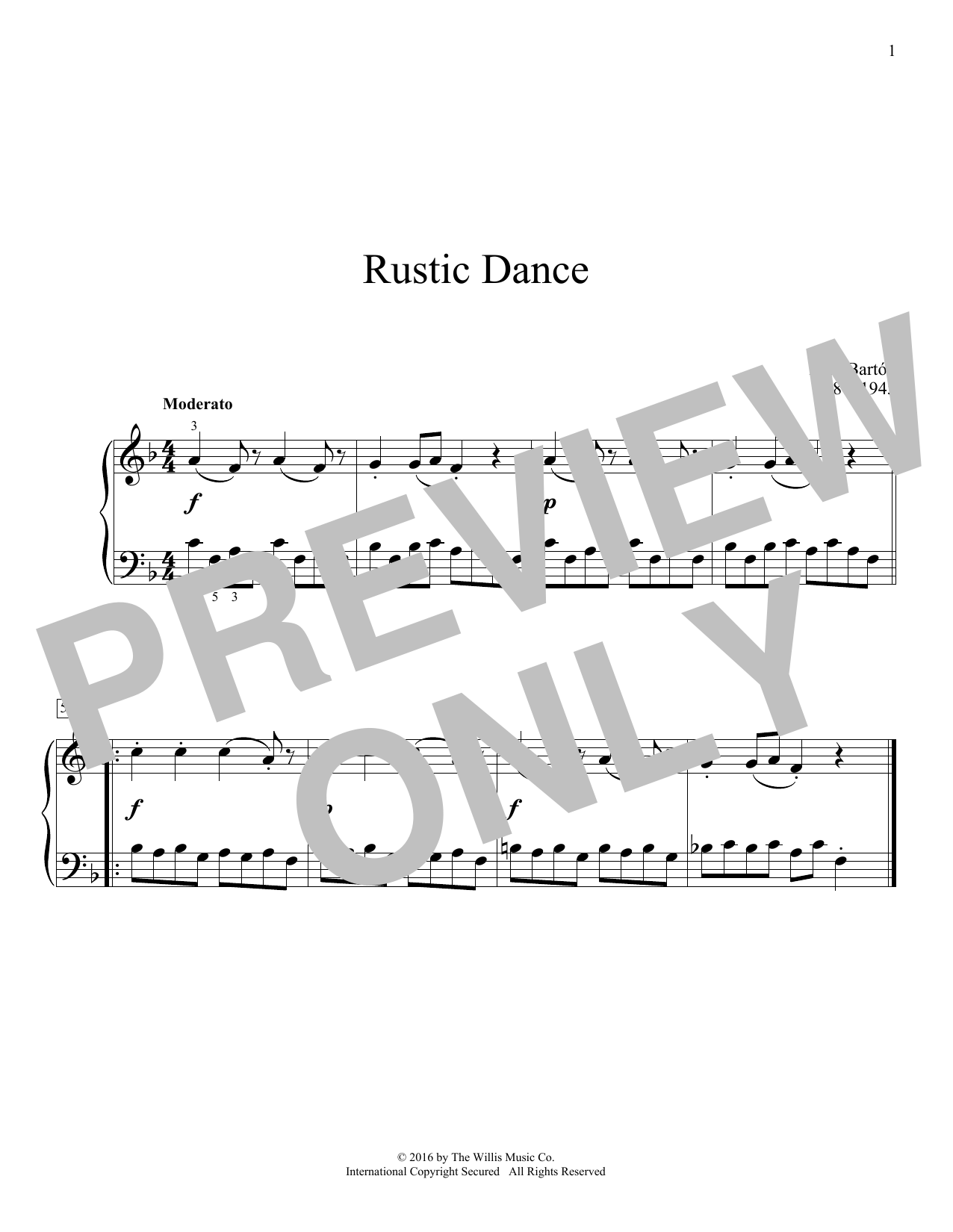 Bela Bartok Rustic Dance Sheet Music Notes & Chords for Educational Piano - Download or Print PDF