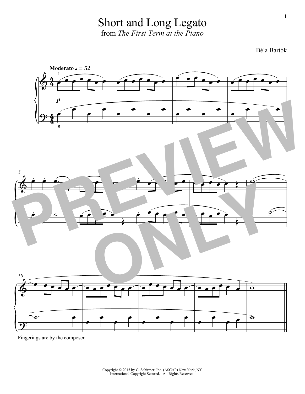 Béla Bartók Short And Long Legato Sheet Music Notes & Chords for Piano - Download or Print PDF