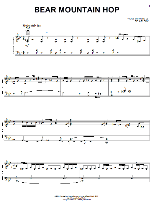 Bela Fleck Bear Mountain Hop Sheet Music Notes & Chords for Piano, Vocal & Guitar (Right-Hand Melody) - Download or Print PDF
