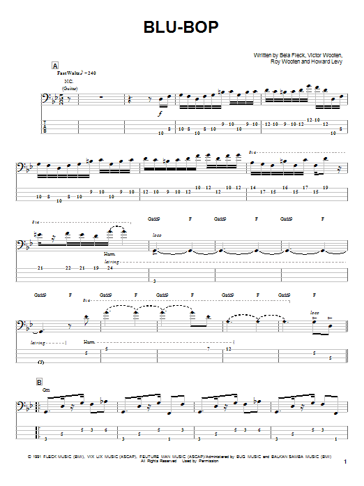 Bela Fleck Blu-Bop Sheet Music Notes & Chords for Bass Guitar Tab - Download or Print PDF