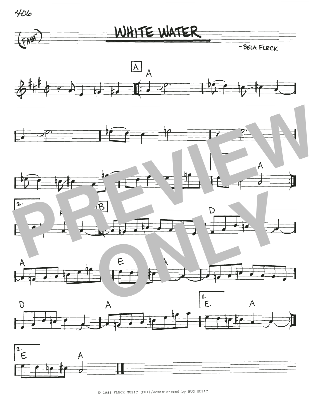 Bela Fleck White Water Sheet Music Notes & Chords for Real Book – Melody, Lyrics & Chords - Download or Print PDF