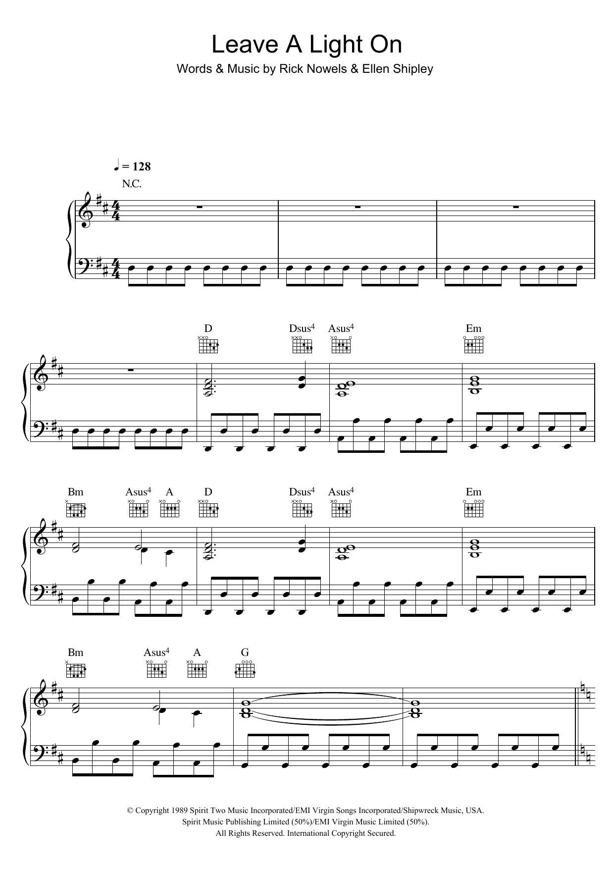Belinda Carlisle Leave A Light On Sheet Music Notes & Chords for Piano, Vocal & Guitar - Download or Print PDF