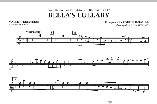 Edward Lee Bella S Lullaby From Twilight Mallet Percussion Sheet Music Download Pdf Score 272120
