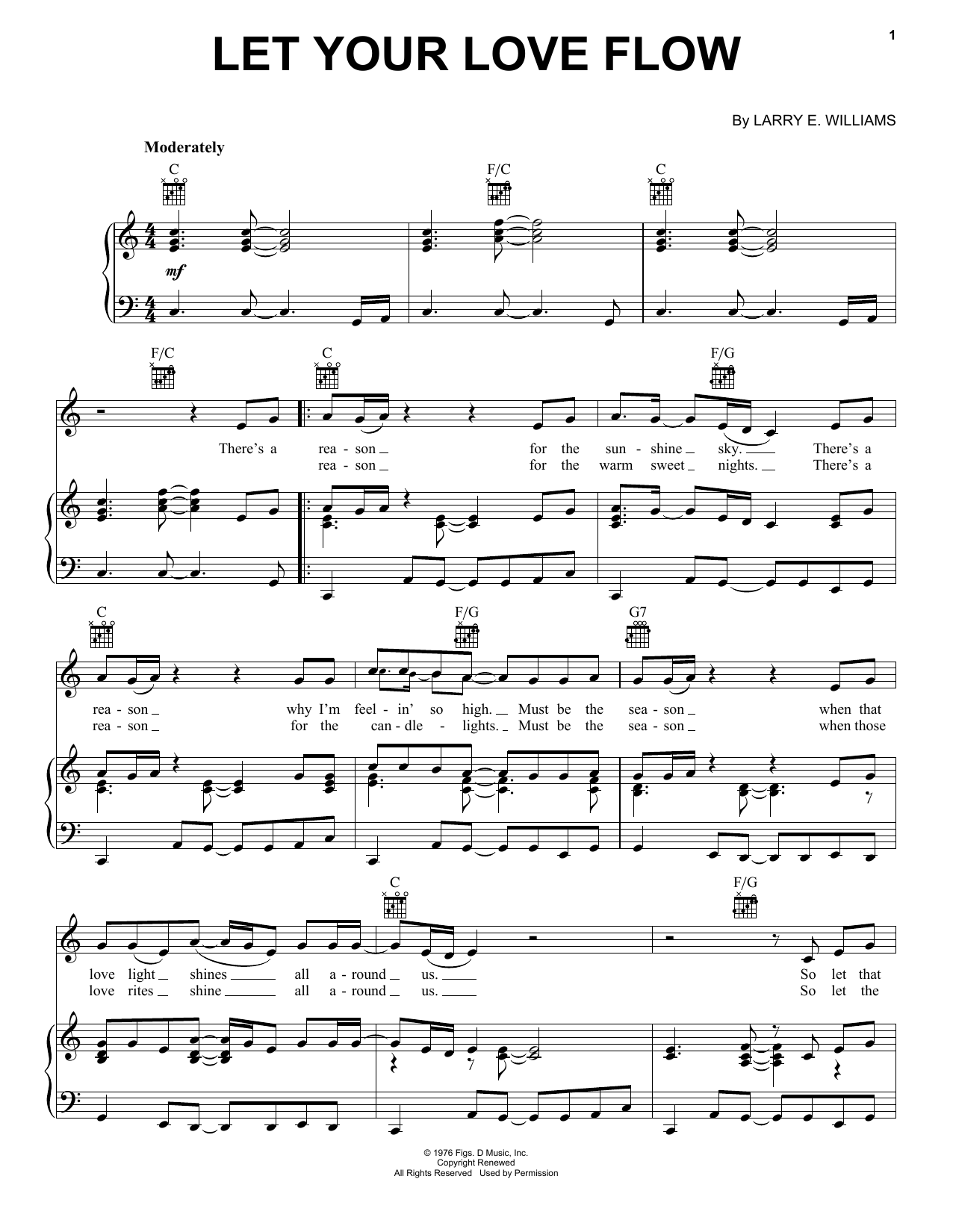 Preview Bellamy Brothers Let Your Love Flow Pop sheet music, notes and chords for Piano, Vocal & Guitar (Right-Hand Melody), SKU: 76554 Let Your Love Flow sheet music