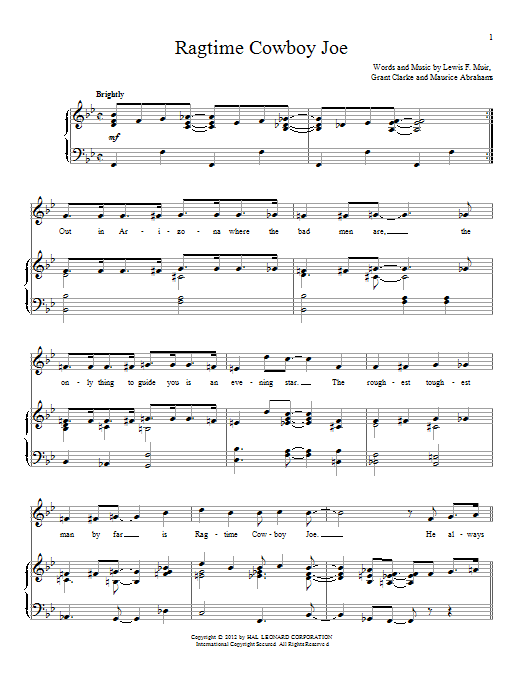 Belle Baker Ragtime Cowboy Joe Sheet Music Notes & Chords for Easy Piano - Download or Print PDF