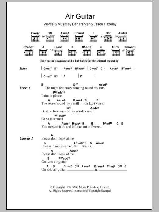 Ben & Jason Air Guitar Sheet Music Notes & Chords for Lyrics & Chords - Download or Print PDF