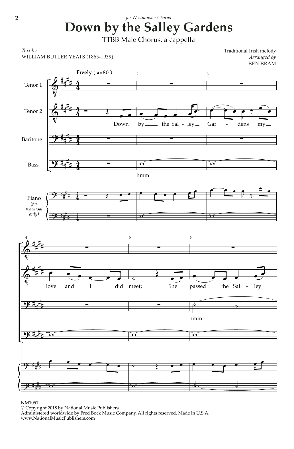 Ben Bram Down By The Salley Gardens Sheet Music Notes & Chords for TTBB Choir - Download or Print PDF