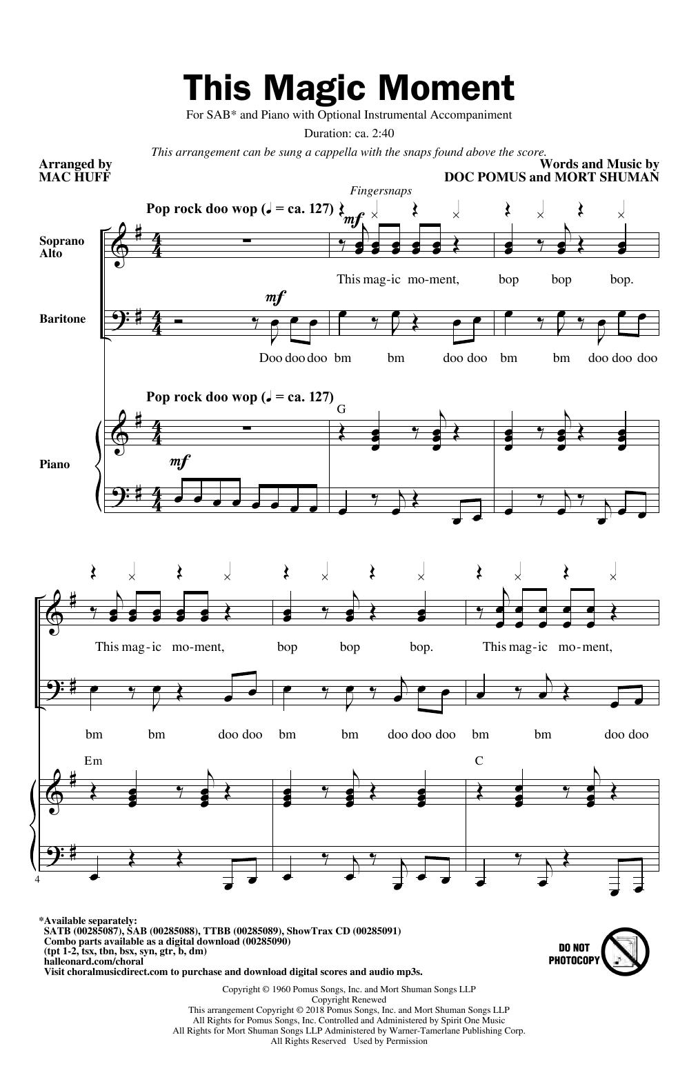 Ben E. King & The Drifters This Magic Moment (Arr. Mac Huff) Sheet Music Notes & Chords for Choral - Download or Print PDF