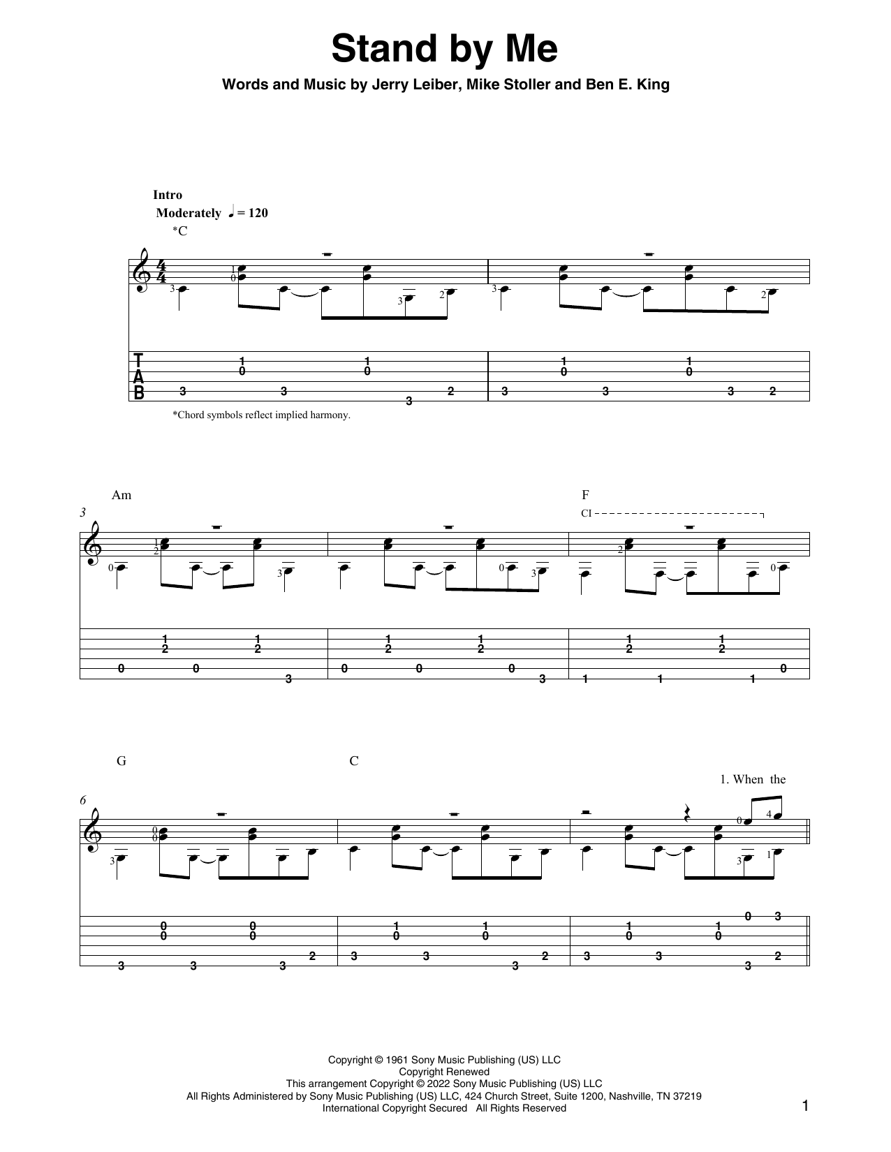 Ben E. King Stand By Me (arr. Ben Pila) Sheet Music Notes & Chords for Solo Guitar - Download or Print PDF