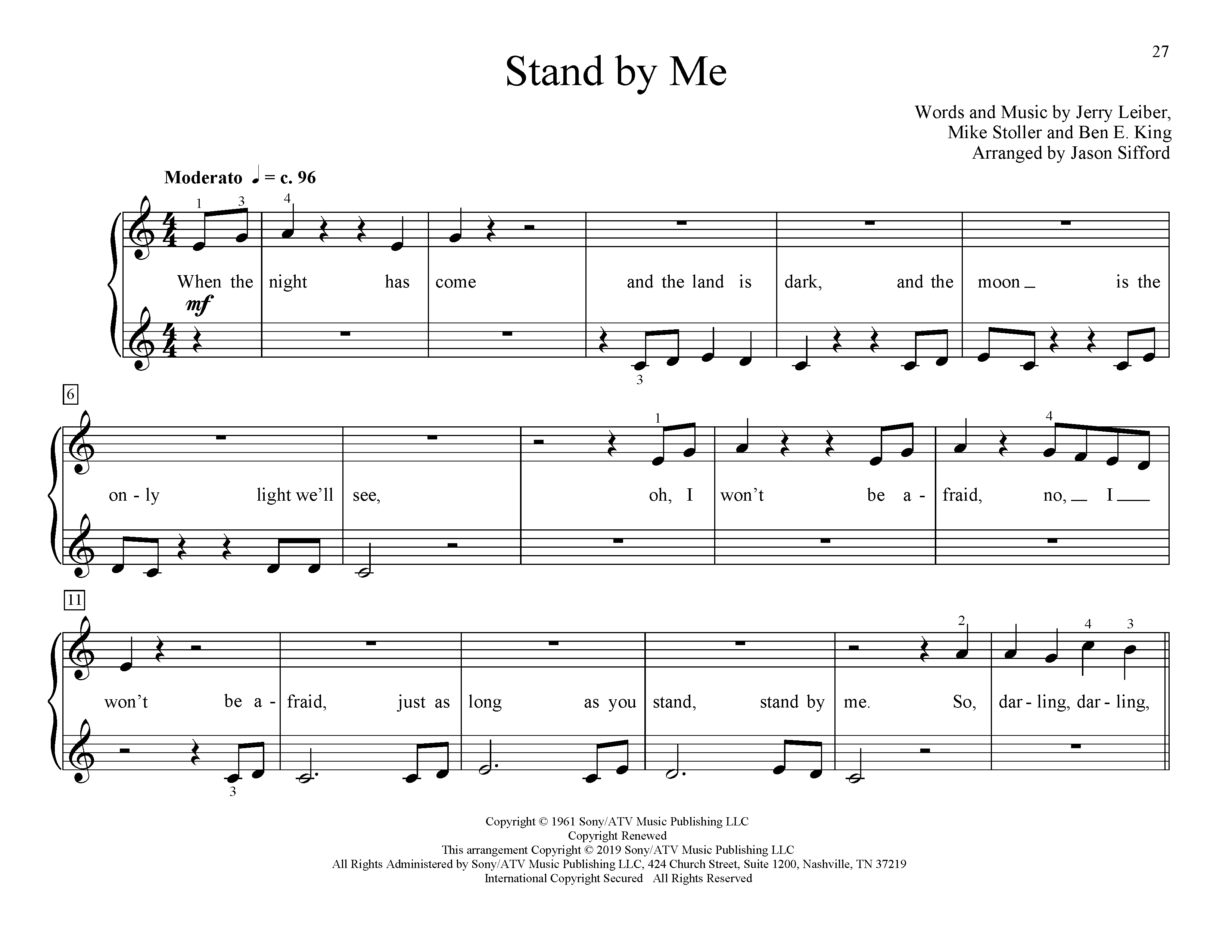 Ben E. King Stand By Me (arr. Jason Sifford) Sheet Music Notes & Chords for Educational Piano - Download or Print PDF
